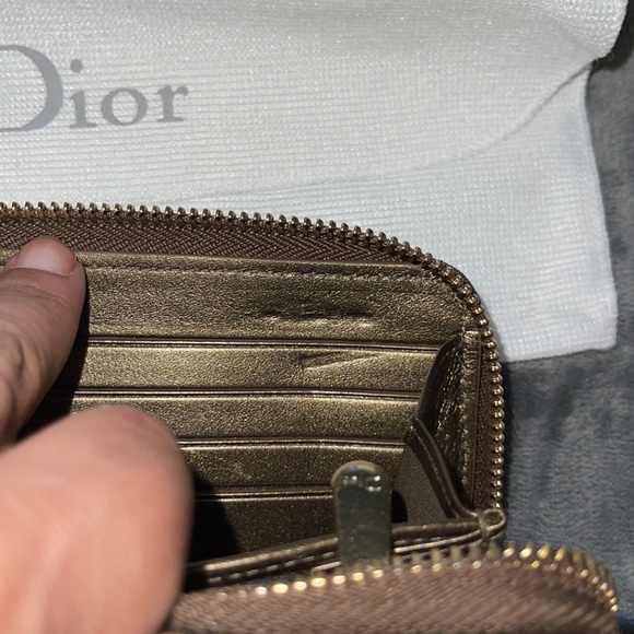 Christian Dior quilted zipper wallet 100% Authentic dark brown color great cons - Picture 11 of 13